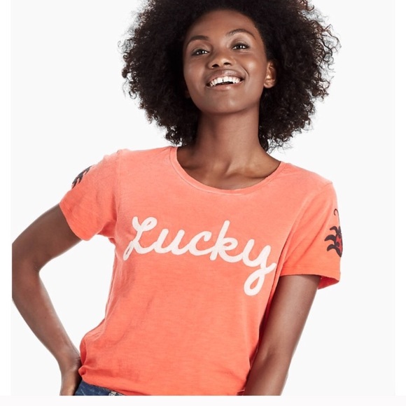 Lucky Brand Tops - Lucky Brand "Lucky" Orange Tee