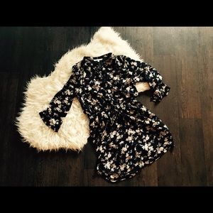 silky floral long-sleeve dress