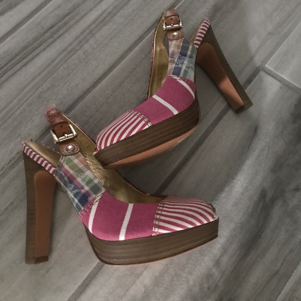 Coach Sz 8 patch work pink heels