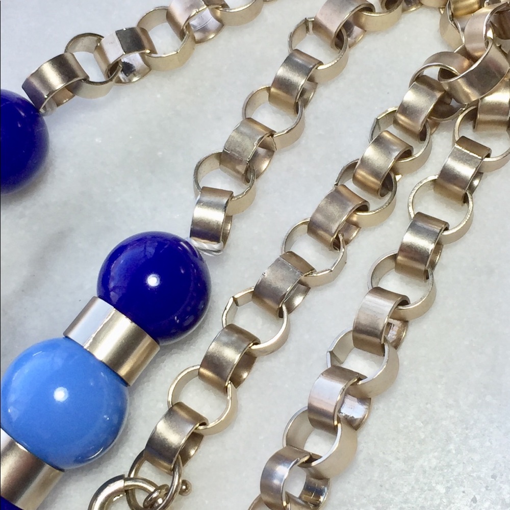 ⚓️Chunky Blue & Silver Long Statement Necklace⚓️