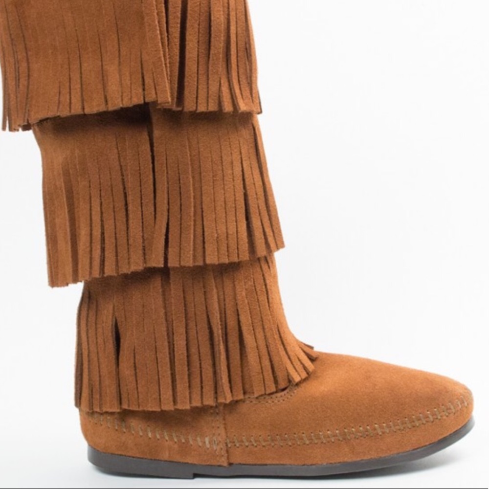 3 layer fringe suede boot