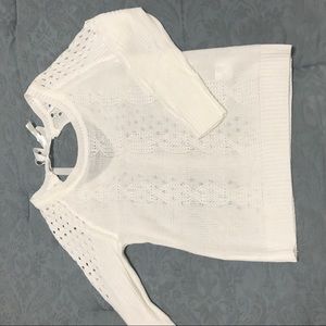White Sheer Ribbon Detail Sweater