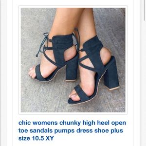 Navy Blue Chunky Heel Sandal - BRAND NEW