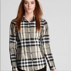 Burberry Plaid Long Sleeve Button-Down Shirt