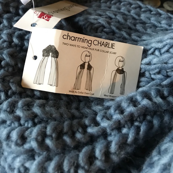 Charming Charlie knit scarf with faux fur at neck - Picture 2 of 5