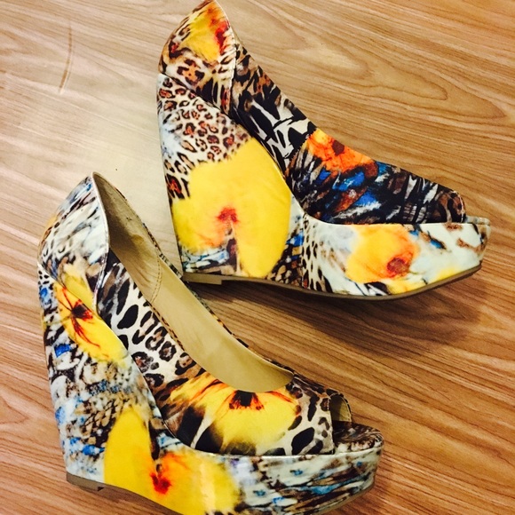 Zigisoho Platform Wedge Peep 👀 Toe Colorful Shoe - Picture 1 of 6