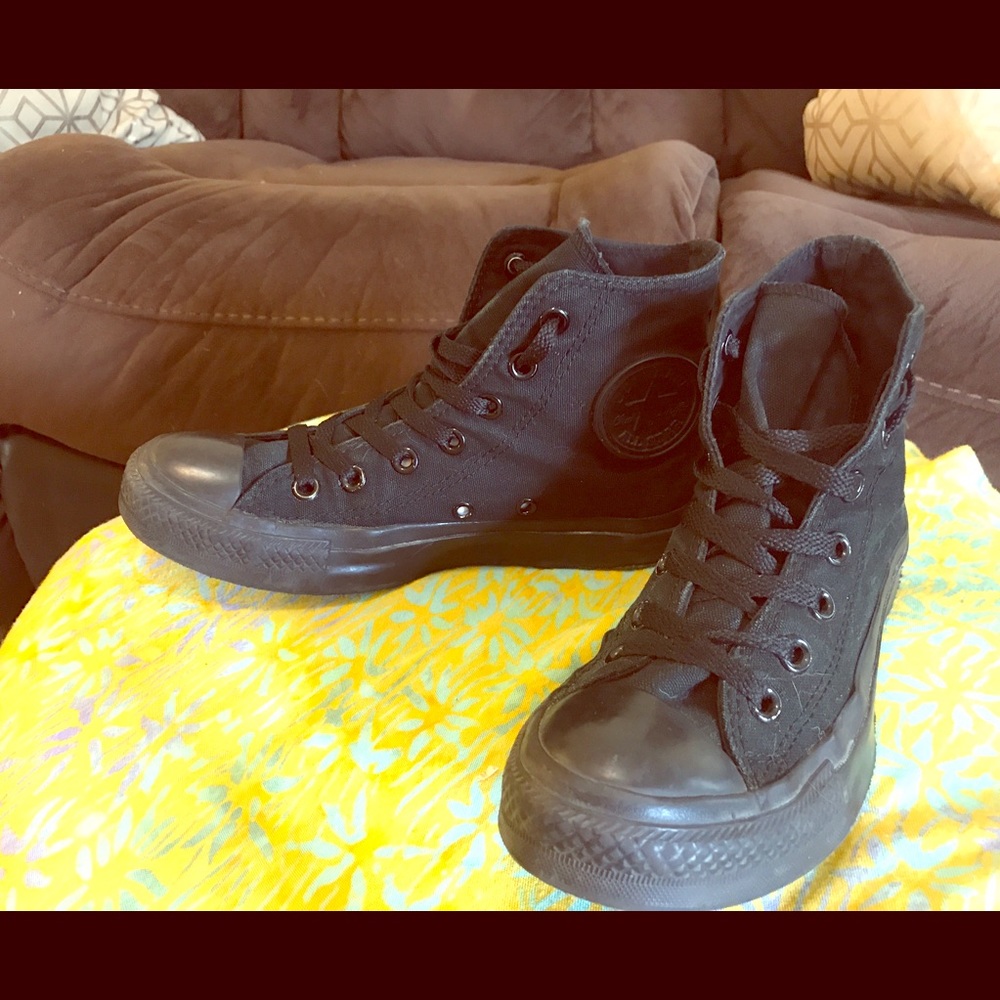 Black On Black High Top Converse