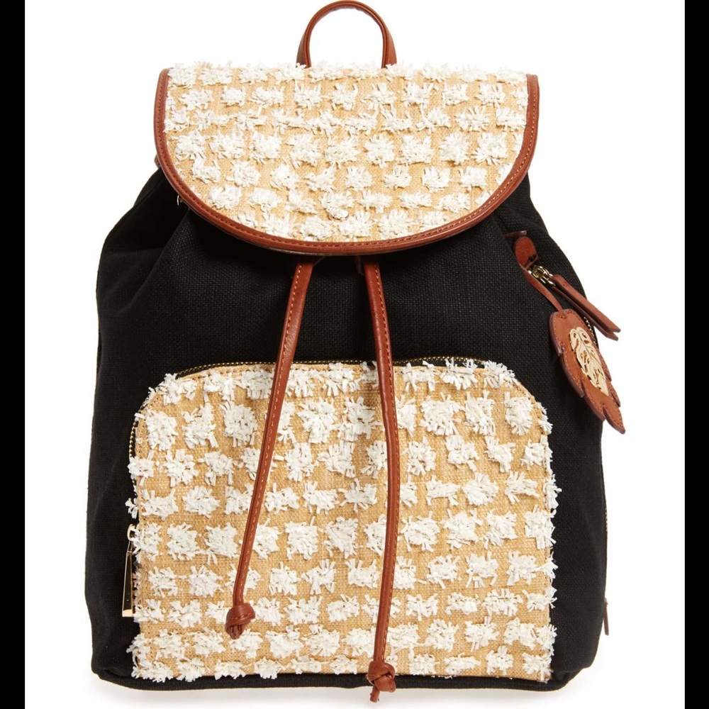 NWT TOMMY BAHAMA KOKI BEACH STRAW PANEL BACKPACK