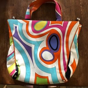 Pretty Emilio Pucci White/ multi color canvas tote