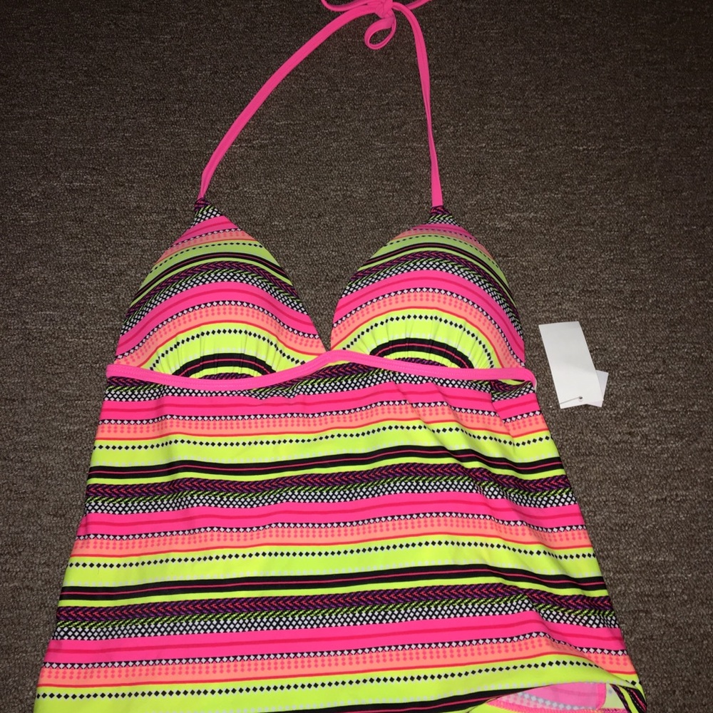Pink and yellow halter top