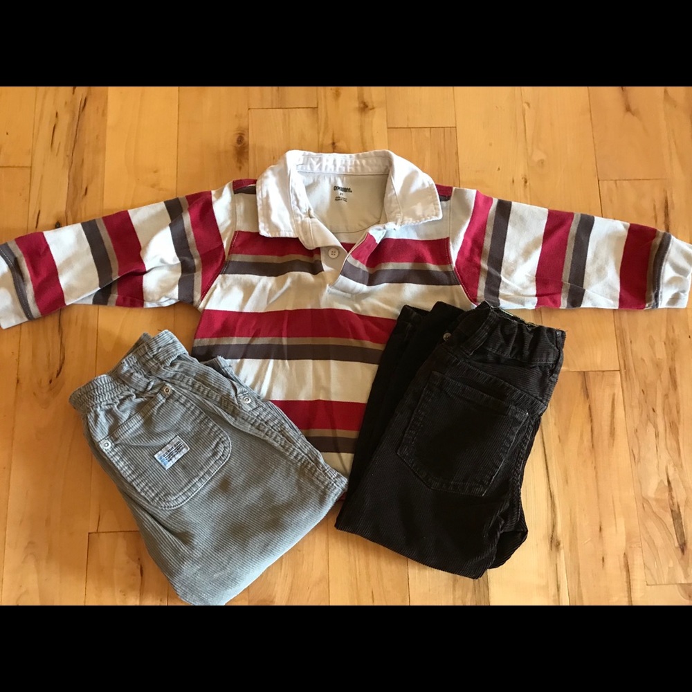 DONATED: Bundle 2 T Boys Cords with matching shirt