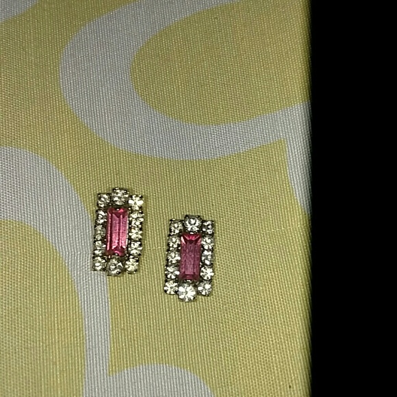🌺Vintage pink and rhinestone earrings - Picture 1 of 2