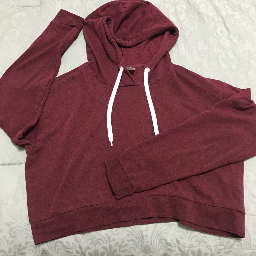 Maroon Crop Hoodie