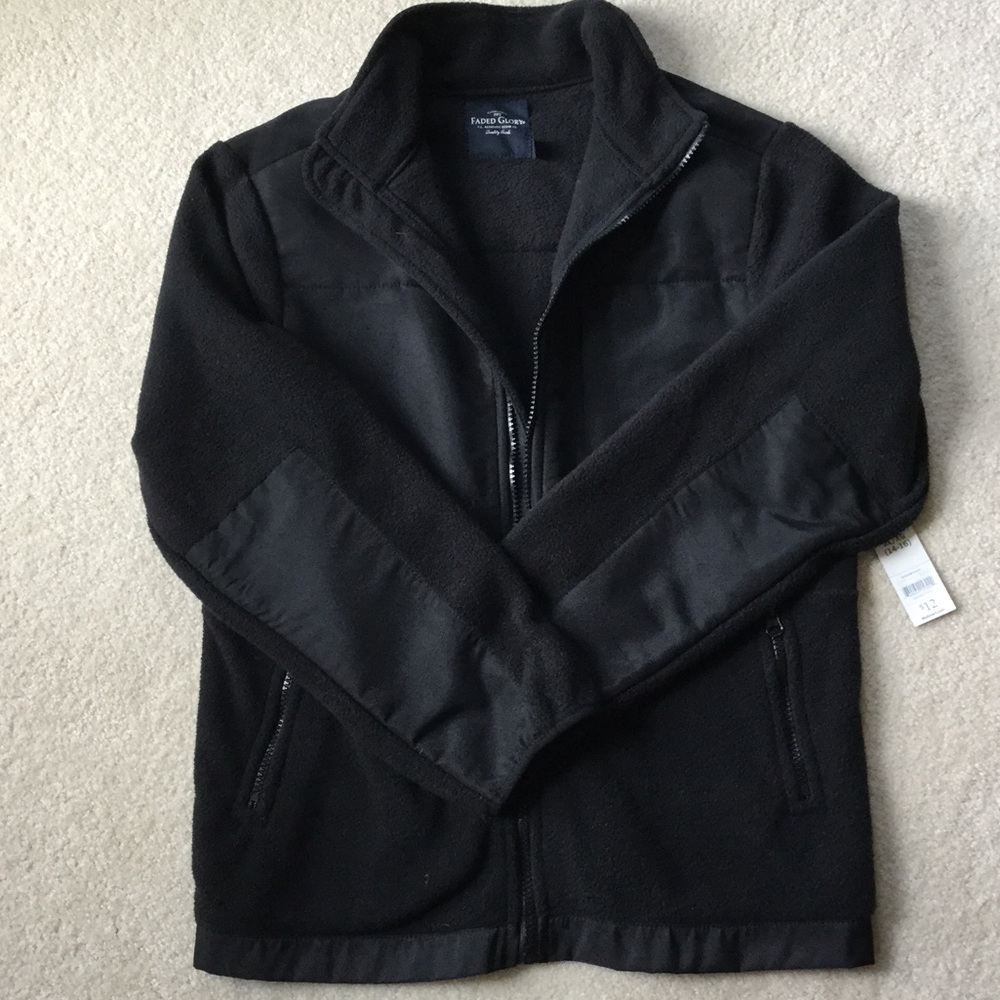 Black fleece boys jacket with pockets