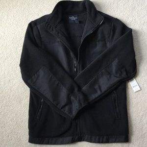 Black fleece boys jacket with pockets