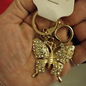 NWT Beautiful gold color w/rhinestones Butterfly