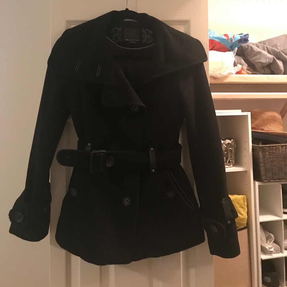 Mackage wool cashmere black belted peacoat XS