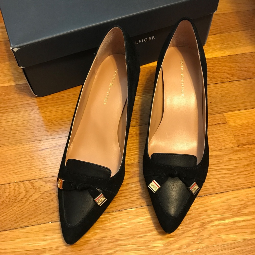 Tommy Hilfiger black multi suede Twjuline heel