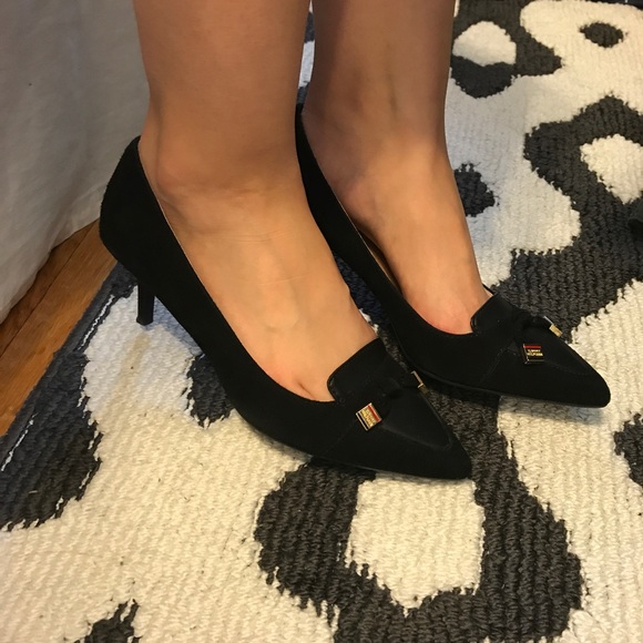 Tommy Hilfiger black multi suede Twjuline heel - Picture 5 of 6