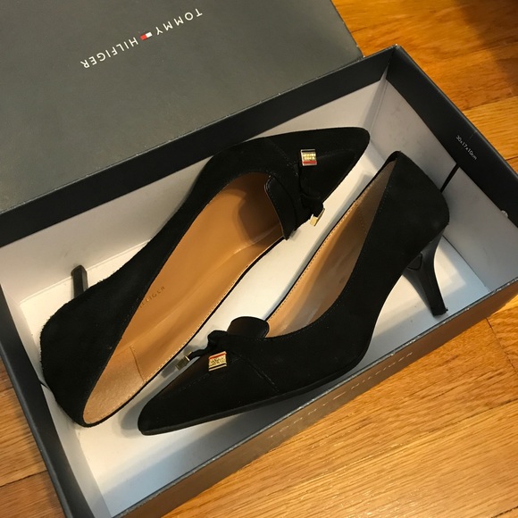 Tommy Hilfiger black multi suede Twjuline heel - Picture 6 of 6