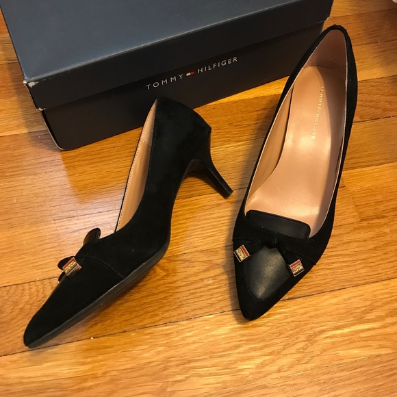 Tommy Hilfiger black multi suede Twjuline heel - Picture 2 of 6