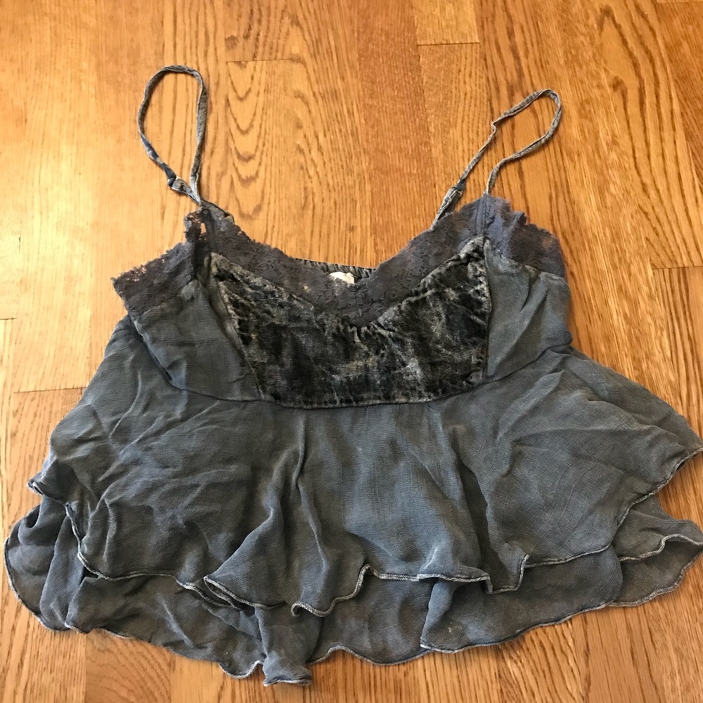 A&F ruffle velvet crop top