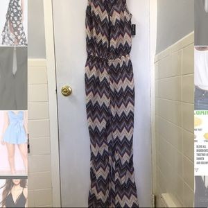 Multi color jumpsuit zippered front