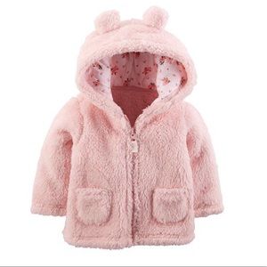 NWT**CARTER'S PINK SHERPA COAT-SZ 3 MOS