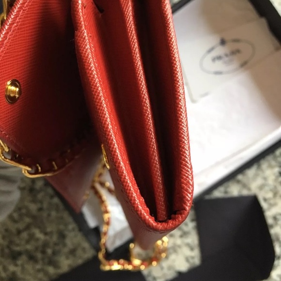 Prada red wallet on chain fuoco authentic gold ch - Picture 6 of 8