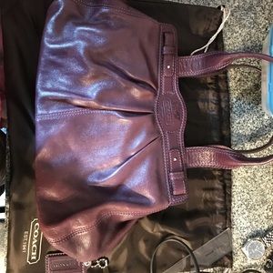 Coach purple leather shoulder bag