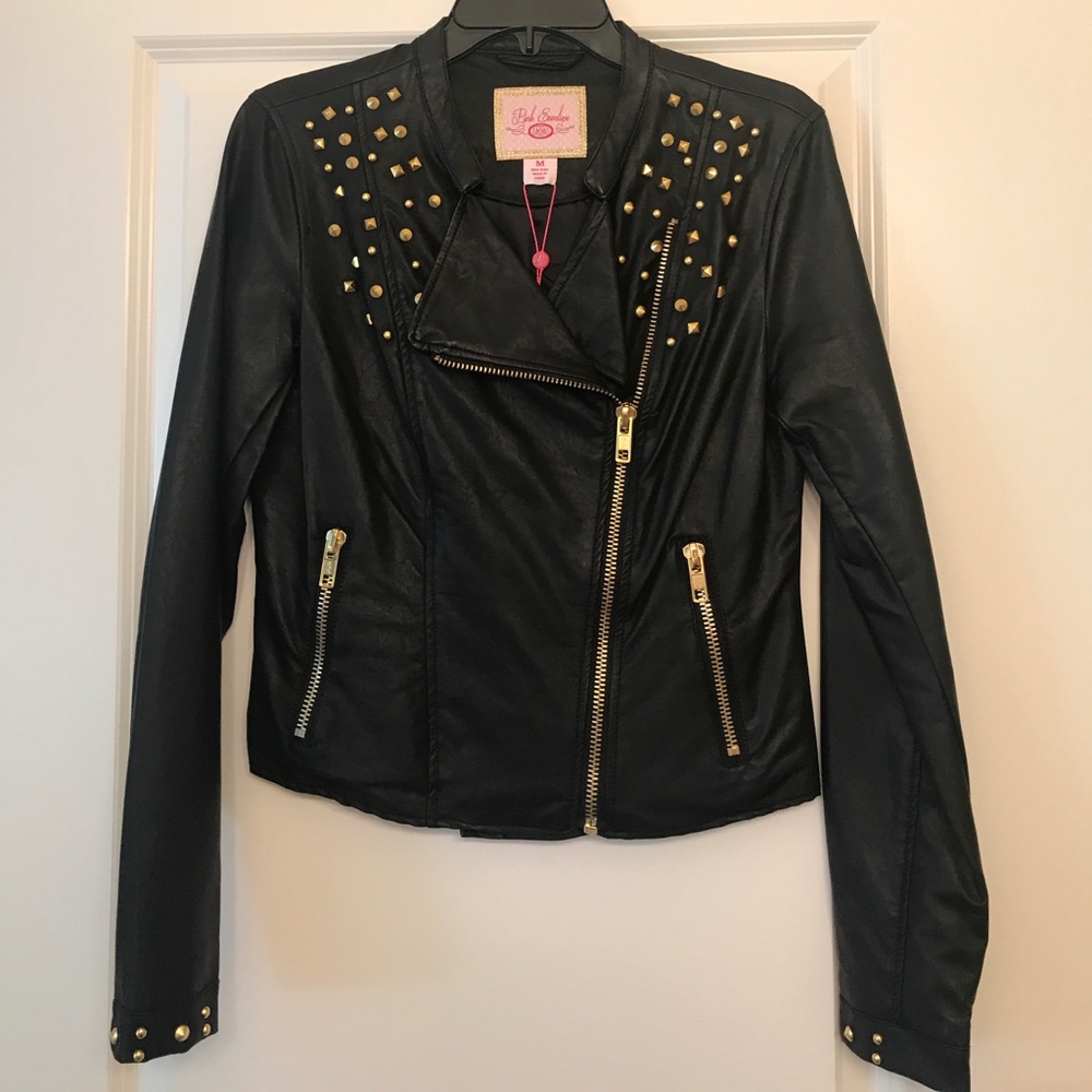 Gold studded faux leather jacket