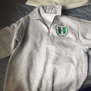 Delta Zeta quarter zip 1/4 gray crest