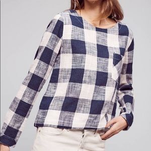 Cloth and Stone Gingham Linen Blouse, size M