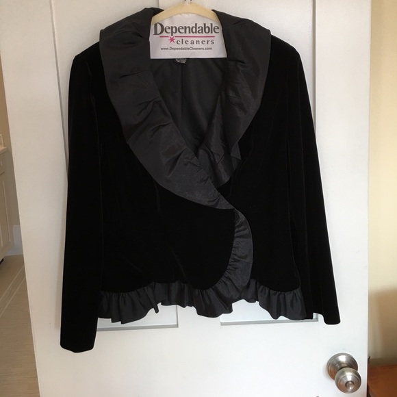 Velvet Evening Jacket with ruffled trim. - Picture 1 of 6