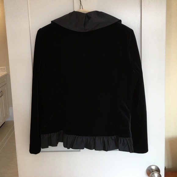 Velvet Evening Jacket with ruffled trim. - Picture 2 of 6