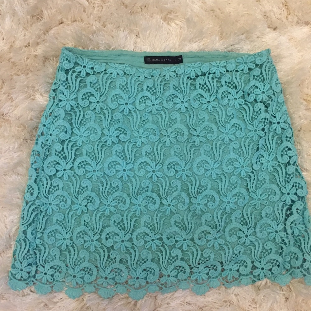 Zara Turquoise Lace Skirt Sz M