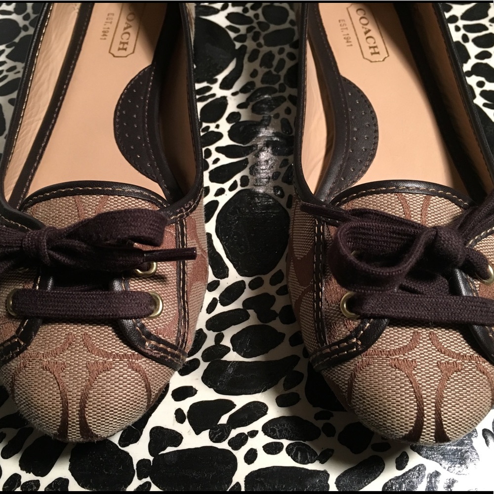 Coach Canvas/Leather Logo Flats - Picture 2 of 8