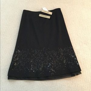 NWT CHIC Beaded hem wool skirt with layer of tulle