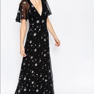 ASOS Glitter Star Flutter Sleeve Dress