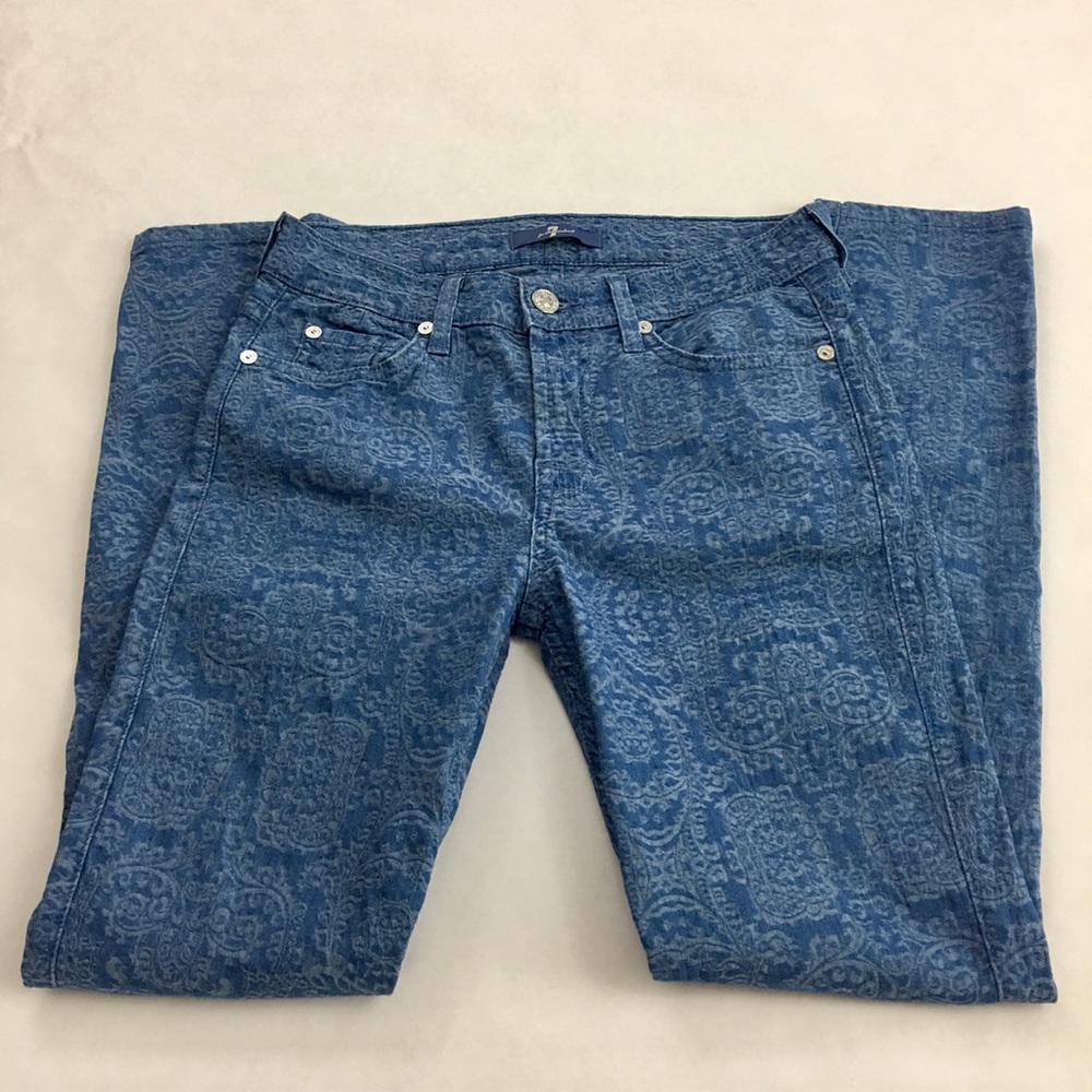 7 For All Mankind Ankle Skinny Print Jeans Size 25