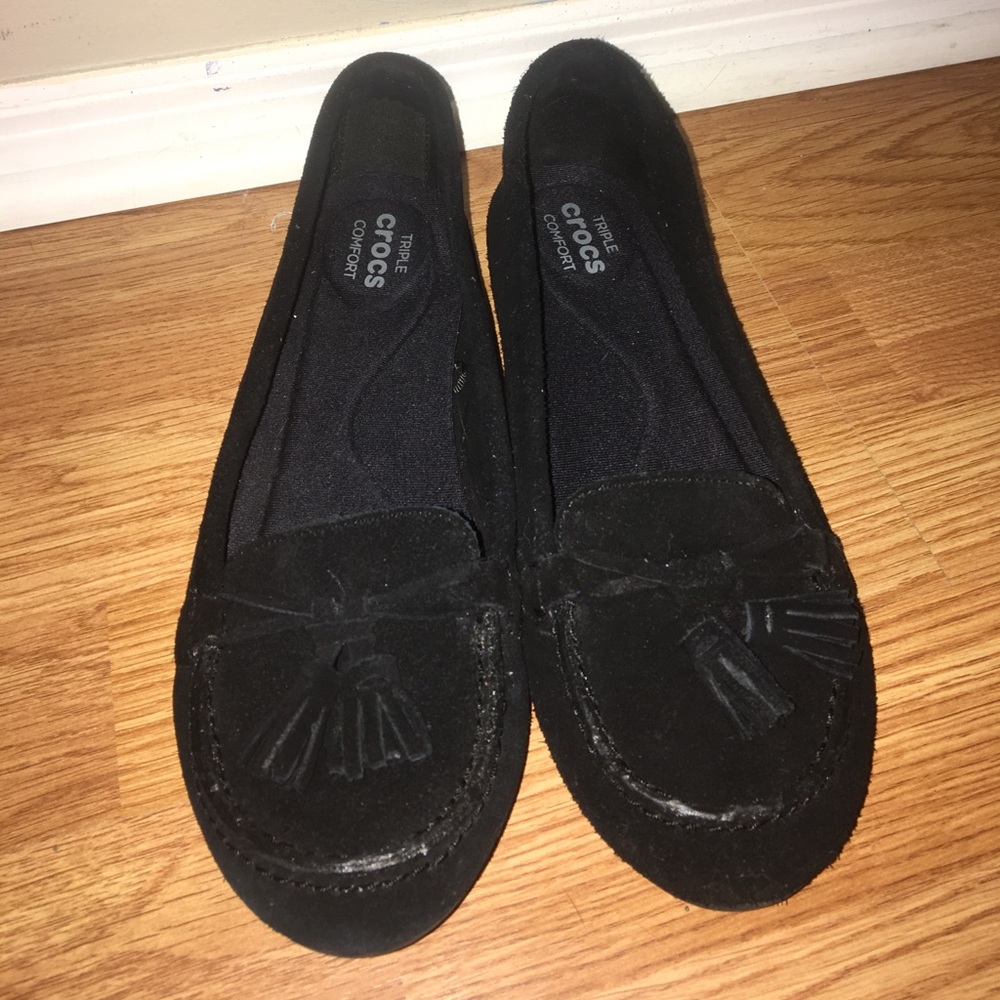 Black Suede Croc Loafers