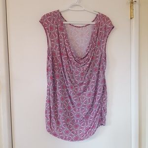 Lane Bryant thin, pink, sleeveless, cowl-neck top