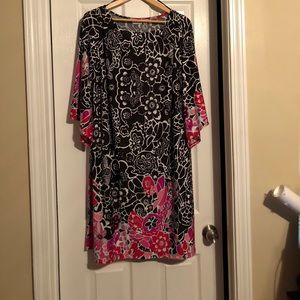 Black, white, and pink floral dress