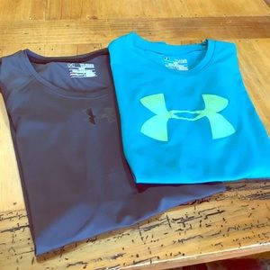 2 Short Sleeved Under Armour Shirts YXL