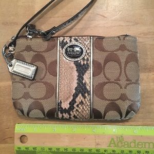 Coach wristlet, tan snakeskin