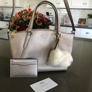 Coach Mini Kelsy & Cardholder  Metallic Platinum