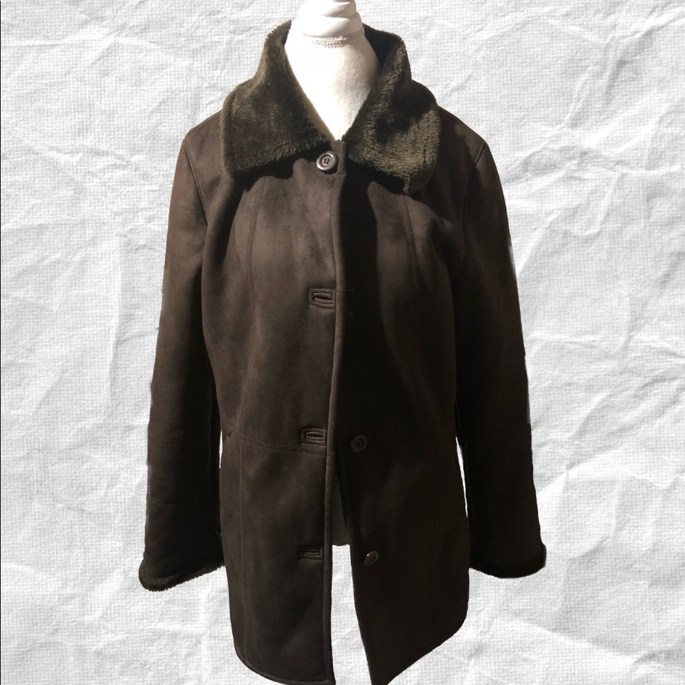UTEX Chocolate Brown Faux Fur Jacket