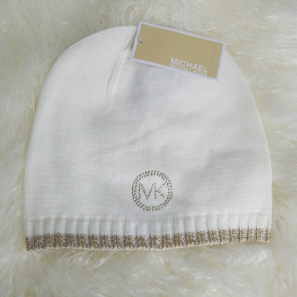 Michael Kors Accessories - {LAST 1} Michael Kors cream& gold Beanie