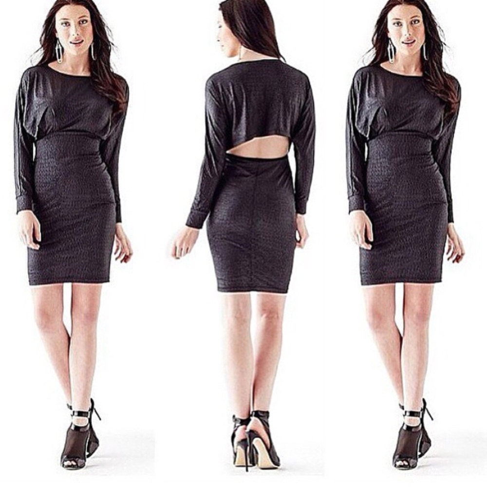 NWOT GUESS CROCODILE-EMBOSSED BATWING PARTY DRESS