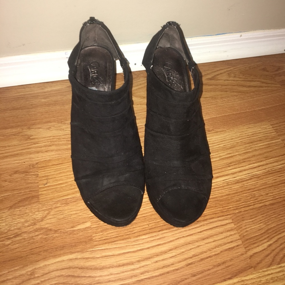 Black faux suede Carlos wedges